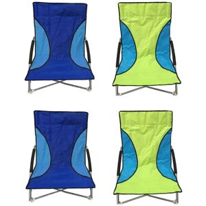 YELLO 4 Nalu Folding Low Seat Beach Chair Camping Chairs - 2 Green & 2 Blue