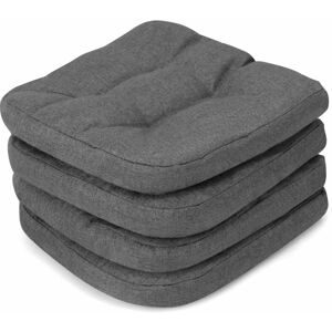 COSTWAY 4 Pack Tufted Chair Cushions Skid-Proof Overstuffed Comfortable Cushion Seat Pad