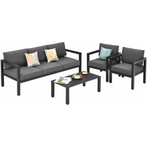 GYMAX 4-Piece Outdoor Patio Furniture Set Sectional Sofa Set Garden Conversation Seat