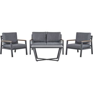 BELIANI Outdoor Sofa Set 4 Seats Couch Armchairs with Cushions Table Dark Grey Delia - Grey