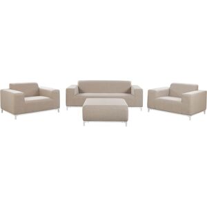 Beliani - Modern 4 Piece Outdoor Indoor Conversation Set Beige Fabric White Legs Rovigo - Beige