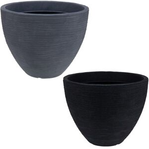 Urbn-garden - 40cm Round Ribbed Flower Pots - 2