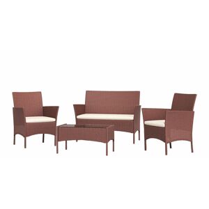 Rattantree - 4 Seater Outdoor Rattan Furniture Garden Patio Set with Armchairs Sofa Table Cushions Brown