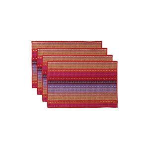 Orchidée - 5-Piece Woven Cotton Placemat, Non-slip Heat Insulation Cloth Kitchen Dining Table Mat (Red)