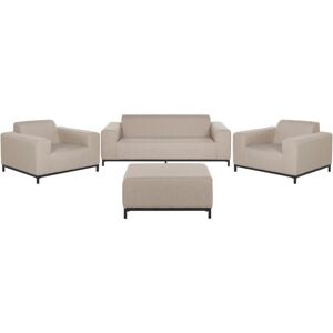 Beliani - Modern 4 Piece Outdoor Indoor Conversation Set Beige Fabric Black Legs Rovigo - Beige