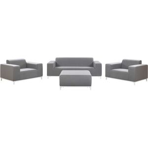 Beliani - Modern 4 Piece Outdoor Indoor Conversation Set Grey Fabric White Legs Rovigo - Grey