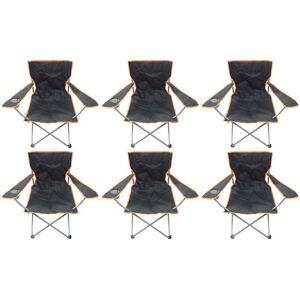 HOWLEYS 6 Black & Orange Lightweight Folding Camping Beach Captains Chairs