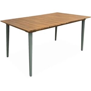 SWEEEK 6-seater Wood and Metal garden table, Khaki green, L150xW90xH76cm - Khaki Green
