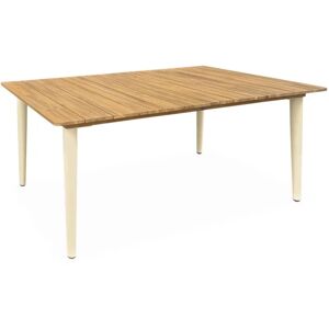 SWEEEK 6-seater Wood and Metal garden table, savane, L150xW90xH76cm - Ivory
