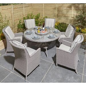 CHESHIRE GARDEN FURNITURE 6 Seater Natural Stone Rattan Weave Dining Set