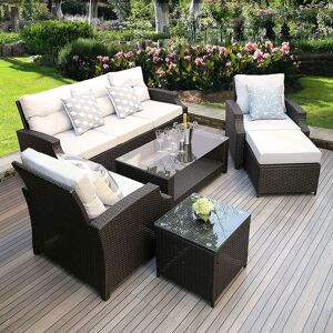 FURNITURE ONE 6 Seater Rattan Garden Furniture Set Patio