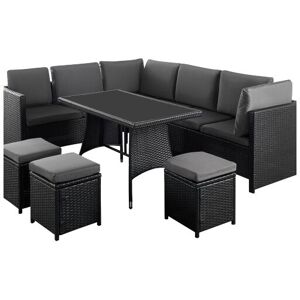 LIFE INTERIORS 7 Pieces Outdoor Wicker Patio Furniture Conversation Sofa Set, Sofa Set with a Storage Table, Grey/Grey Finish