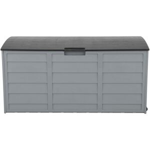 FAMIHOLLD 75gal 260L Outdoor Garden Plastic Storage Deck Box Chest Tools Cushions Toys Lockable Seat - Grey - Grey