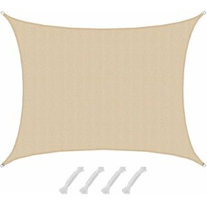 Amanka - 7x5 Water Permeable Sun Shade Sail - Patio Sail Privacy Screen - Garden Sunsail - beige