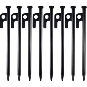 Alwaysh - 8 Pieces Heavy Duty Tent Pegs, Tent Pegs, Metal Pegs, 20cm High Strength Wrought Iron Camping Tent Stakes with Hook and Hole for Camping,