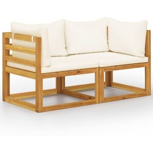 2-seater Garden Bench with Cream White Cushions (uk/ie/fi/no only) Vidaxl Brown