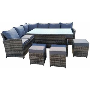 FURNITURE ONE 9 Seat Rattan Garden Furniture Set w Rising Table - Grey