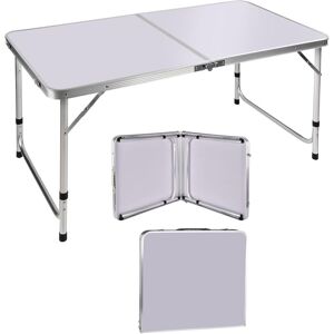 DAY PLUS 90cm Folding Table,Portable Foldable Table with Carrying Handle Height Adjutable, 120cm Withe Square, Camping Picnic Table, Fold Up Computer Table,