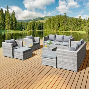 ACORN LIVING Acorn Deluxe Rattan 10 Seat Modular Sofa Set in Dove Grey - Dove Grey