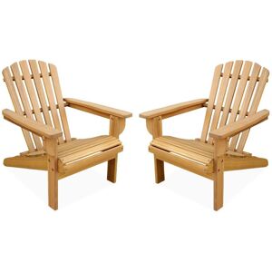 SWEEEK Set of 2 Adirondack acacia wood armchairs for children, light teak colour - Teck