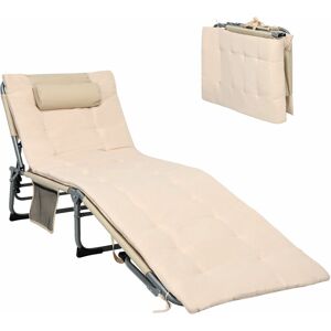 COSTWAY Adjustable Beach Chaise Lounger Deck Chair w/ Soft Mattress & Removable Pillow