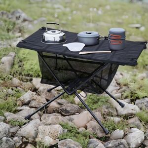 Livingandhome - Aluminium Camp Table with Mesh Shelf