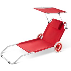 Casaria - Sun Lounger Beach Aluminium Camping Recliner Patio Balcony Deck Chair Sun Shade Red