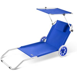 Casaria - Sun Lounger Beach Aluminium Camping Recliner Patio Balcony Deck Chair Sun Shade Blue