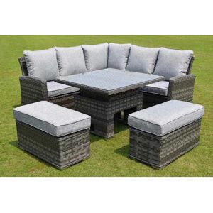 LEMON PAVILION GARDEN FURNITURE Amalfi Small Adj Casual Dining Set - Dark Grey - Weave Rattan - Outdoor Garden Furniture