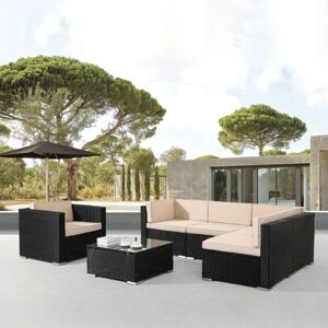 Polyrattan Garden Furniture Garden Set Lounge Set Seating Group Black - Black - Arebos