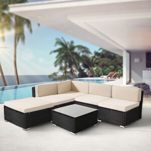 AREBOS® Polyrattan Garden Furniture Garden Set Lounge Set Seating Group Black - Black