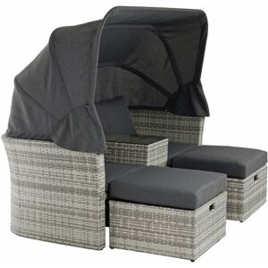 AZUMA Arezzo Garden Sofa Set Canopy Grey Rattan Furniture Stools Table Sun Shade