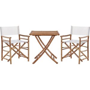 Beliani - Bamboo Bistro Set 2 Folding Directors Chairs and Side Table Molise - Light Wood