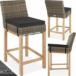 TECTAKE Bar Stool Latina - with aluminium frame, weather and UV-resistant - garden chair, breakfast bar stool, bar stool with back - nature - nature