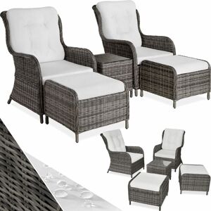 Tectake - Rattan garden set Benissa w/ aluminium frame (2+2) - Rattan garden furniture set, rattan garden furniture, rattan furniture - grey - grey