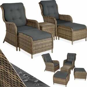 Tectake - Rattan garden set Benissa w/ aluminium frame (2+2) - Rattan garden furniture set, rattan garden furniture, rattan furniture - nature