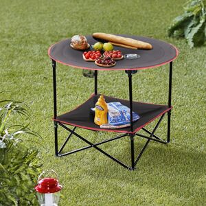 Warmiehomy - Black Portable Camp Table with Cup Holders