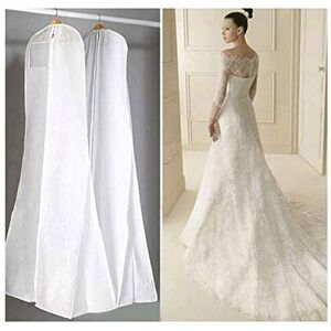 Breathable Protective Cover for Wedding Dresses Evening Dresses Suits Coats Anti-Dust Wedding Dress Garment Bag White 180 cm Denuotop