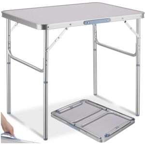 TECTAKE Camping table aluminium 75x55x68cm foldable - folding table, trestle table, folding camping table - grey