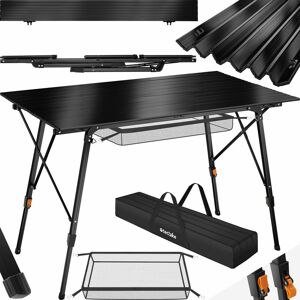 Tectake - Camping table Bastian - Height adjustable & folding - Camping table, folding table made of aluminum, garden table - black - black