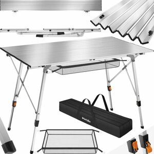 Tectake - Camping table Bastian - Height adjustable & folding - Camping table, folding table made of aluminum, garden table - silver - silver