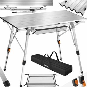 Tectake - Camping table Tina, Folding & height adjustable - Camping table, folding table made of aluminum garden table, balcony table - silver