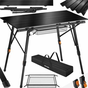 Tectake - Camping table Tina, Folding & height adjustable - Camping table, folding table made of aluminum garden table, balcony table - black - black