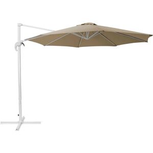 BELIANI Outdoor Cantilever Parasol Octagonal Beige Canopy Steel White Base Savona - Beige