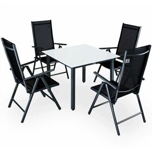 Casaria Garden Dining Table Chairs Furniture Set Aluminum Frosted Glass Recliner Outdoor Anthracite