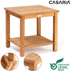 Side Table Vigo Teak Wood svlk Certified 45x45x45cm Weatherproof Balcony Table Coffee Stand Garden Furniture - Casaria