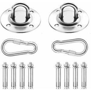HOOPZI Ceiling Hook Hanging Chair Set of 2 Silver Ceiling Hook Holder 304 Stainless Steel Bracket up to 450 kg for Hanging Chair Hammock Punch Bag Sling