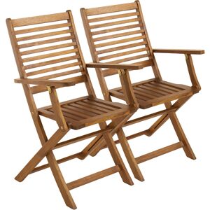 Fsc Acacia Wooden Pair of Foldable Outdoor Dining Armchairs - Natural - Charles Bentley