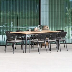 HARBOUR LIFESTYLE Cloverly 8 Seat Rectangular Dining with Teak Table in Charcoal