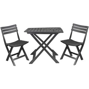 URBN-GARDEN Collapsible Garden Patio Camping Table With Chairs Set - Black - Black